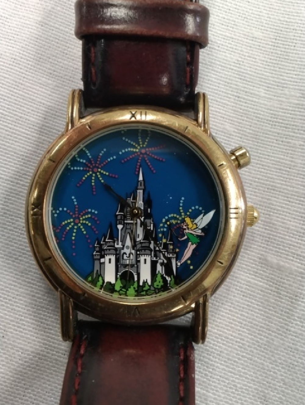 Girl's Disney Tinker Bell Castle Watch - Blue Dial, Gold Case